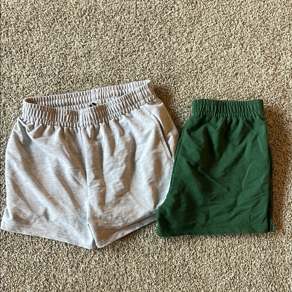 Amazon Essentials Gray and Green Athletic Shorts